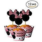 Mickey Mouse Minnie Cupcake Toppers+ Wrappers Party Pack for 12 Cupcakes