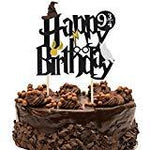 TiiMi Party Double Sided Glitter Black Harry Potter Inspired Happy Birthday Cake Topper Wizard Party Supplies