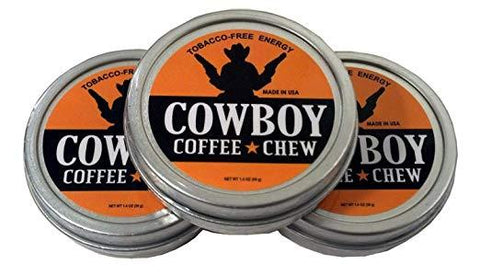 Cowboy Coffee Chew (Pack of 3) Quit Chewing Tin Can Non Tobacco Nicotine Smokeless Alternative to Dip Snuff Snus Leaf